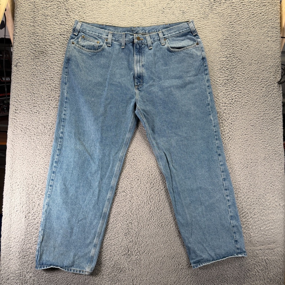 Carhartt Jeans Mens 44x31 Blue Cotton Denim Straight Leg Travel Workwear Utility